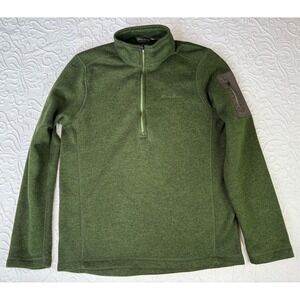Eddie Bauer Men Forest Green Heavy Fleece Quarter Zip Pullover‎ Casual Size M